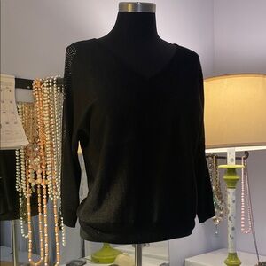 Dress Barn Black V-Neck Women's Sweater. Details on sleeves with open slits